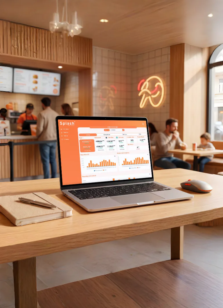 Application back office Splash360 sur téléphone, ventes et stocks