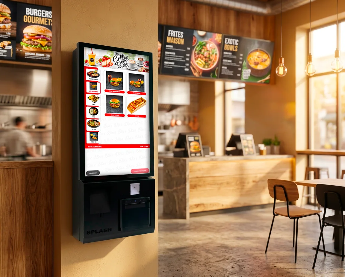 Borne de commande tactile Splash360 murale dans un restaurant